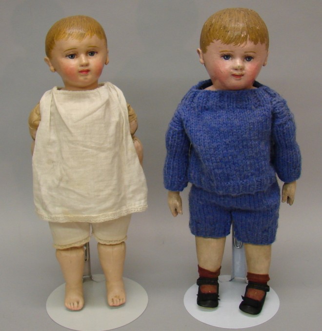 Appraisal: Pair of Chase boy dolls Painted stockinette heads and limbs