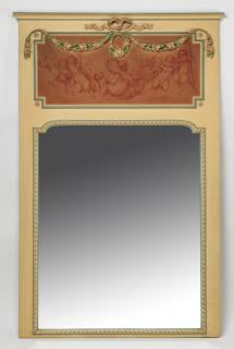 Appraisal: Trumeau mirror w doves putti h Neoclassical style trumeau mirror