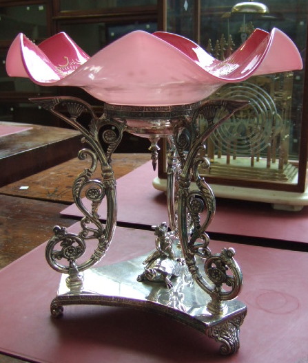 Appraisal: A plated table centrepiece stand American th century formed as