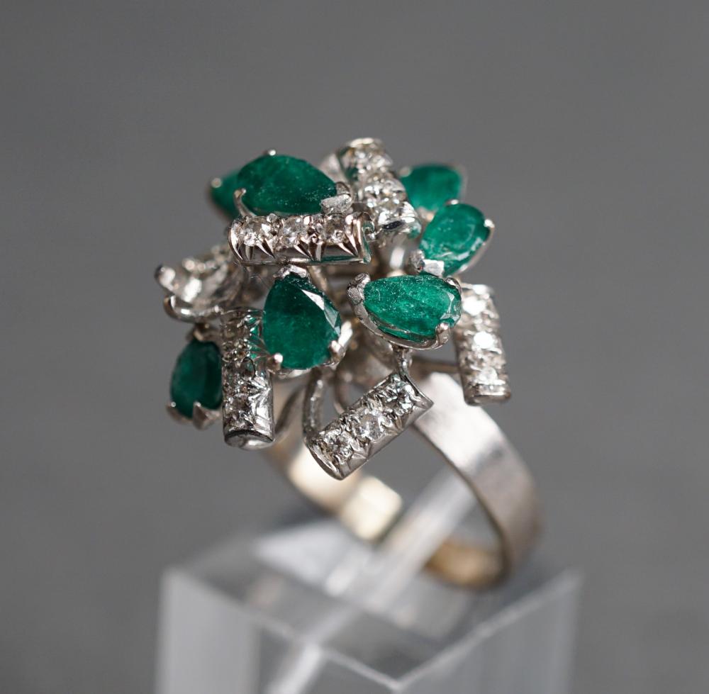 Appraisal: -Karat White-Gold Emerald and Diamond Ring gross dwt Size