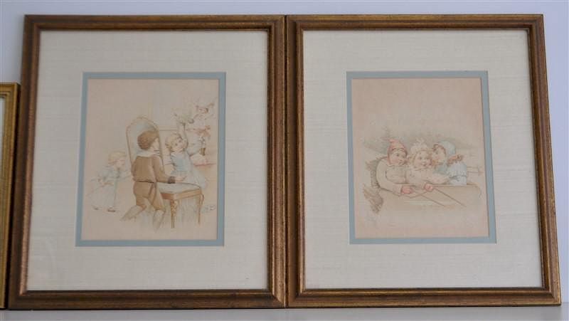 Appraisal: ANTIQUE VICTORIAN CHILDREN COLOR LITHOS Two Professionally Framed and Double