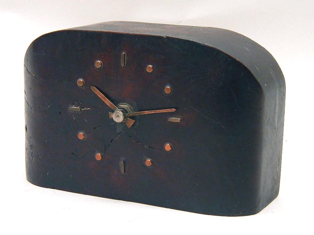 Appraisal: Three large black slate two train mantel clocks within temple