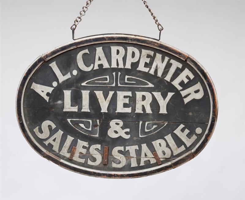 Appraisal: PAINTED WOOD SHOP SIGN A L CARPENTER LIVERY SALES STABLE