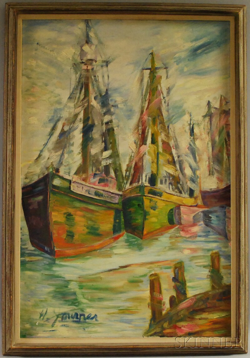 Appraisal: Herman Journer Oil on Canvas Blessing of the Fleet signed