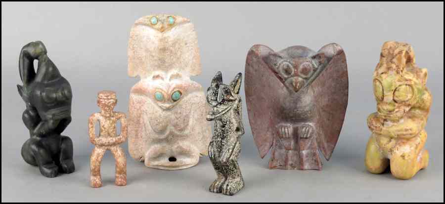 Appraisal: COLLECTION OF CARVED STONE ANIMAL FIGURES Largest Height '' x