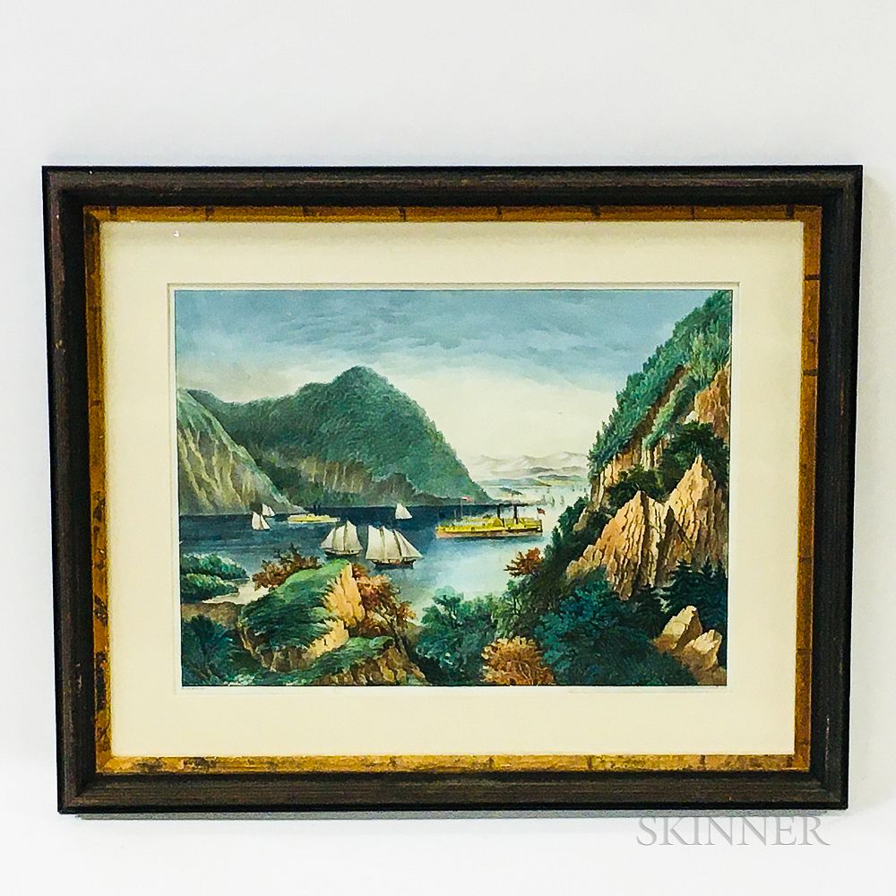 Appraisal: Framed Currier Ives Lithograph of the Hudson River Framed Currier