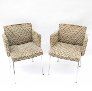 Appraisal: Pair Modern Polished Aluminum Armchairs Pair of modern upholstered polished