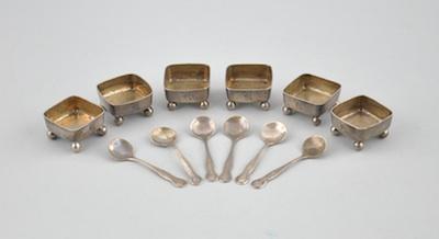 Appraisal: A Set of Six Tiffany Co Individual Salts and Spoons