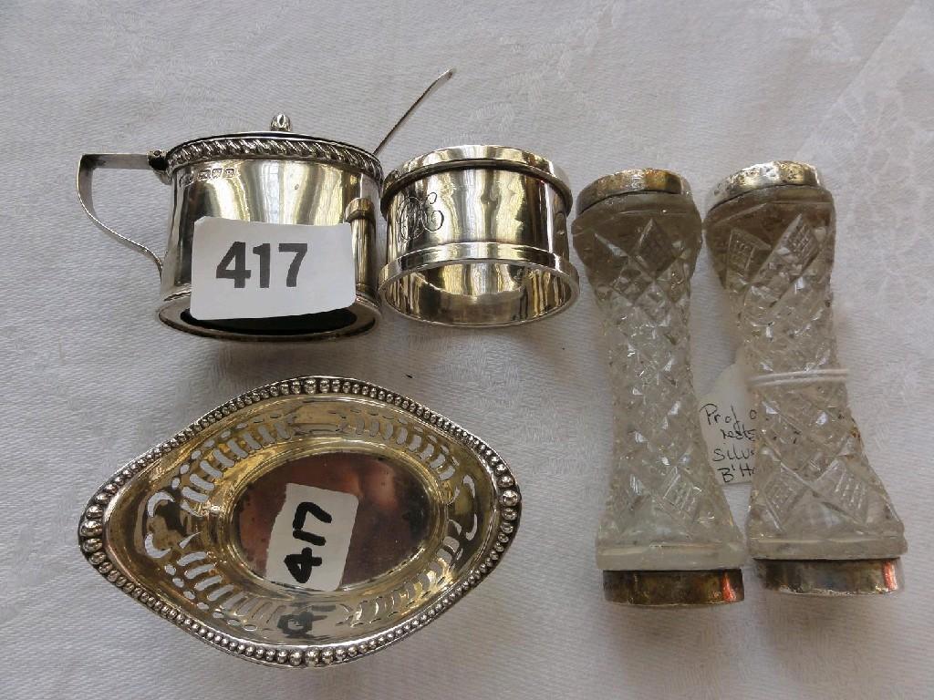 Appraisal: A small collection of miscellaneous silverwares including a pair of