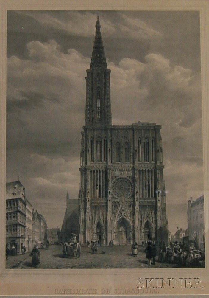 Appraisal: Gustave Simoneau b Cathedrale De Strasbough depicting the facade of