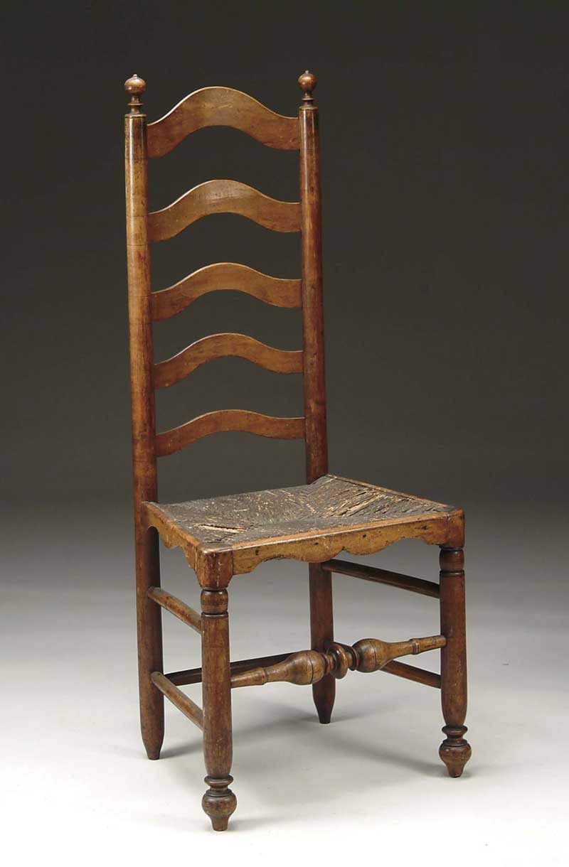 Appraisal: FINE DELAWARE RIVER VALLEY LADDER-BACK CHAIR Five graduated shaped horizontal