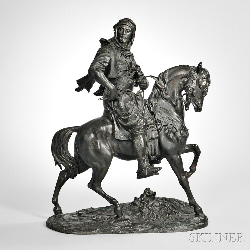 Appraisal: After Alfred Barye France - Bronze Arab Cavalier the man