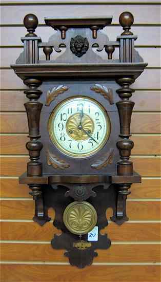 Appraisal: BERLINER STYLE OPEN PENDULUM WALL CLOCK Behrens Gongschlag Germany c