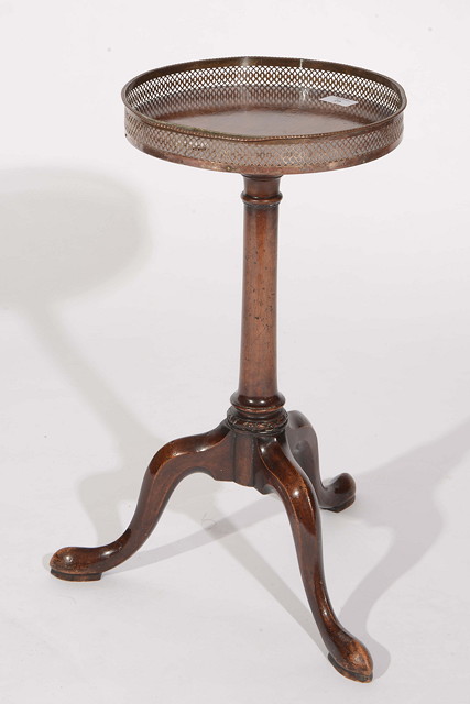 Appraisal: A GEORGE III MAHOGANY WINE TABLE with Sheffield plated gallery