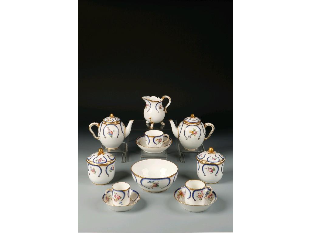 Appraisal: A SEVRES FEUILLE DE CHOUX TEA AND COFFEE SERVICE circa