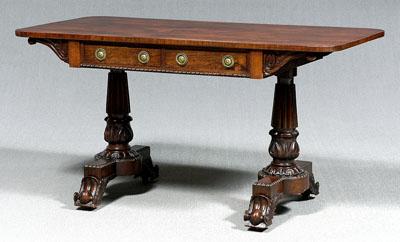 Appraisal: William IV rosewood sofa table finely figured rosewood veneers dovetailed