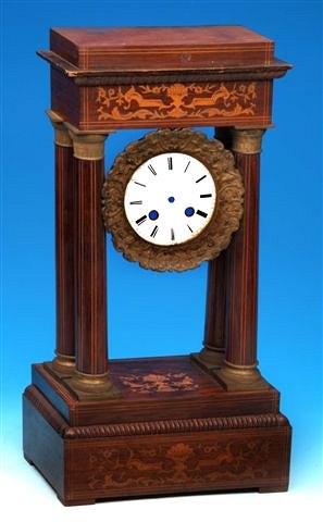 Appraisal: A th Century Continental rosewood portico clock case with decorative