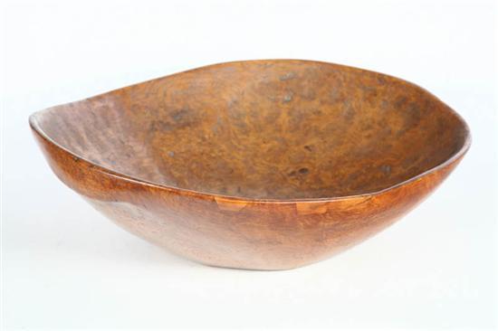 Appraisal: LARGE BURL BOWL American th century ash Oblong bowl with