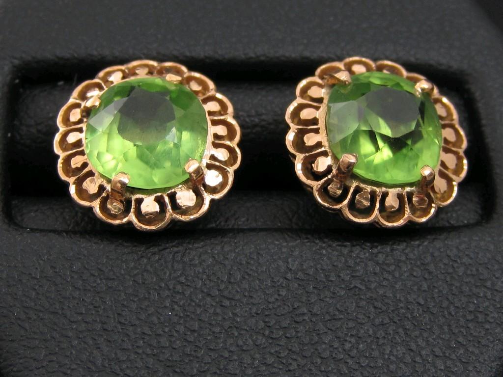 Appraisal: A pair of Peridot Ear Studs each with circular-cut stones