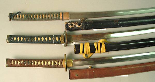 Appraisal: A group of three Japanese swords Comprising inch signed blade