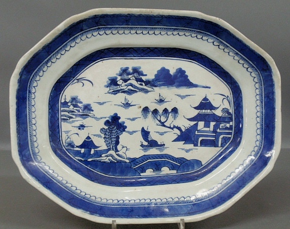 Appraisal: - Chinese blue and white Canton porcelain platter c x