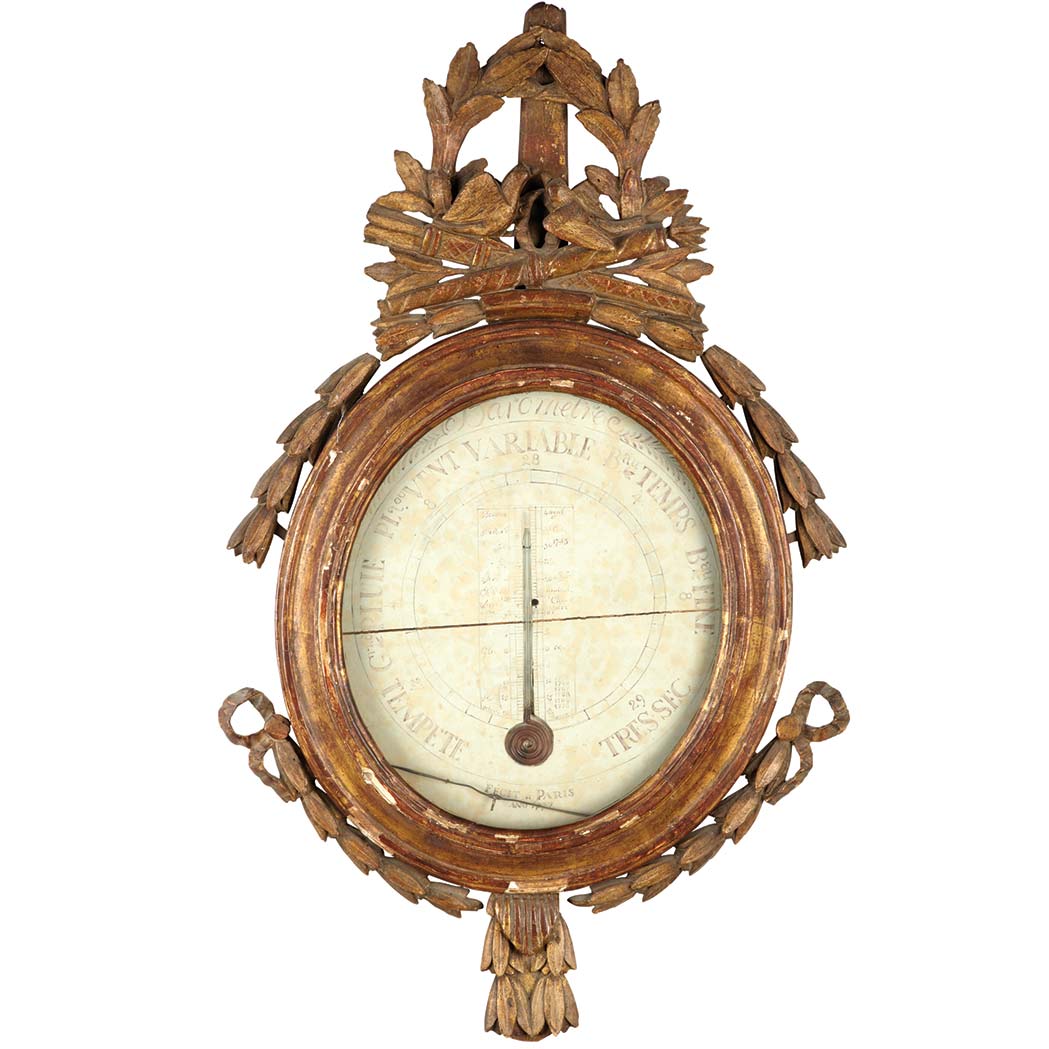 Appraisal: Louis XVI Gilt-Wood Barometer th th Century The circular painted