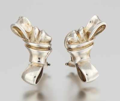 Appraisal: A Pair of Sterling Silver Knot Ear Clips by Tiffany