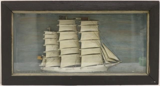 Appraisal: EARLY TH C WOODEN SHIPS DIORAMA OF THE WHITESWAN MCKAY