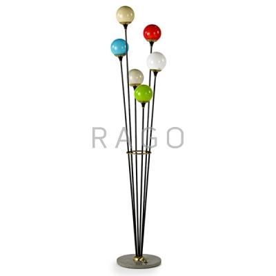 Appraisal: ITALIAN Floor lamp s Cased glass brass painted metal marble