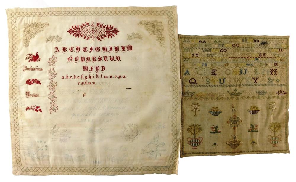 Appraisal: SAMPLERS Two embroidered Continental samplers early to mid- th C