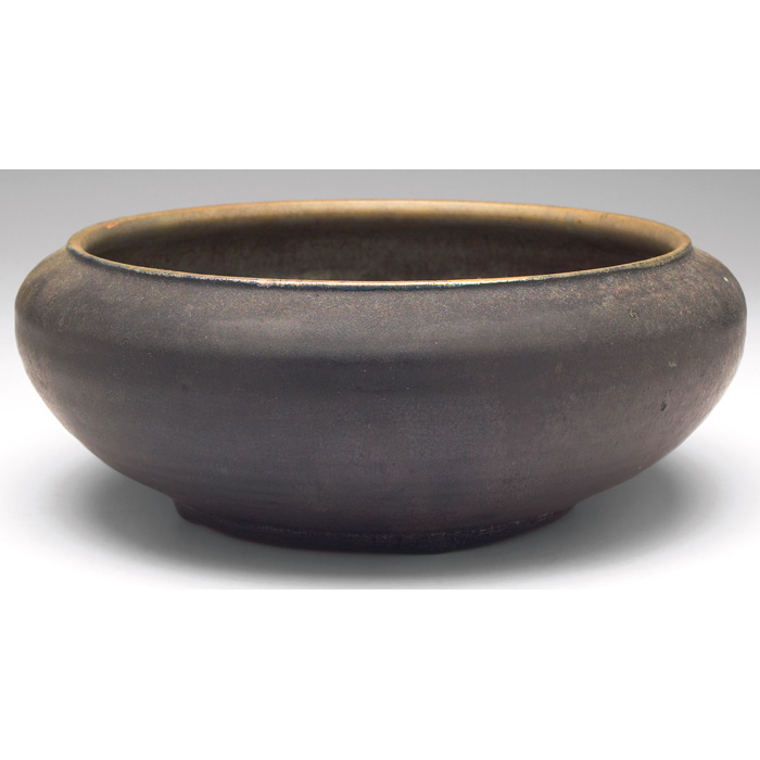 Appraisal: Pewabic bowl large broad shape under a very unusual charcoal