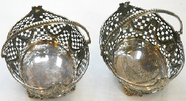 Appraisal: PAIR OF STERLING SILVER OPEN WORK BON BON BASKETS