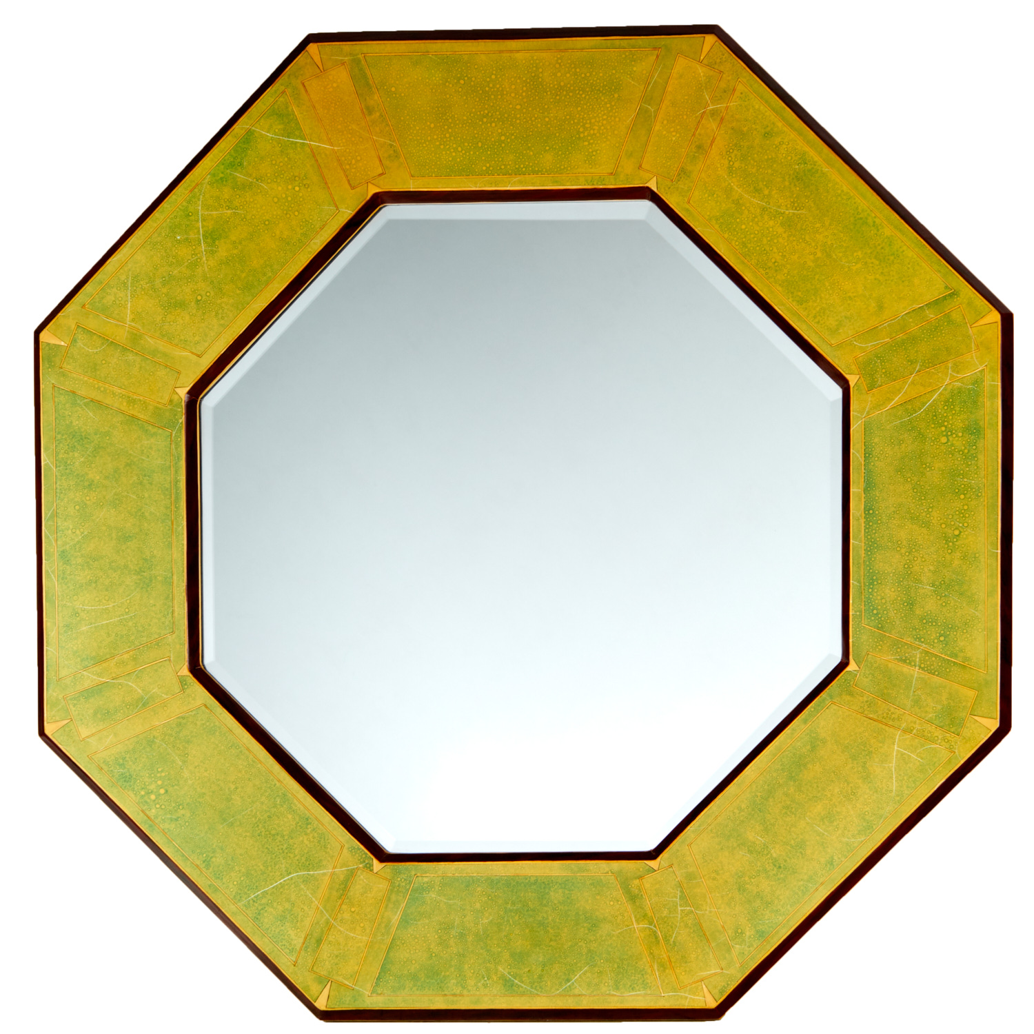 Appraisal: ISABEL O'NEILL FAUX SHAGREEN OCTOGANAL MIRROR American polychrome lacquered wood