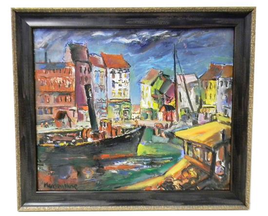 Appraisal: Marion Huse American - Vessel in the River oil on