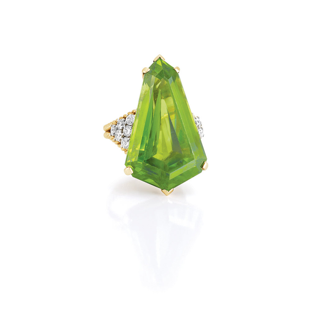 Appraisal: Gold Peridot and Diamond Ring Van Cleef Arpels kt centering