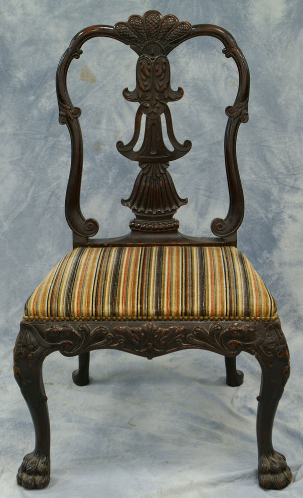 Appraisal: Carved mahogany Georgian style side chair h Estimate -