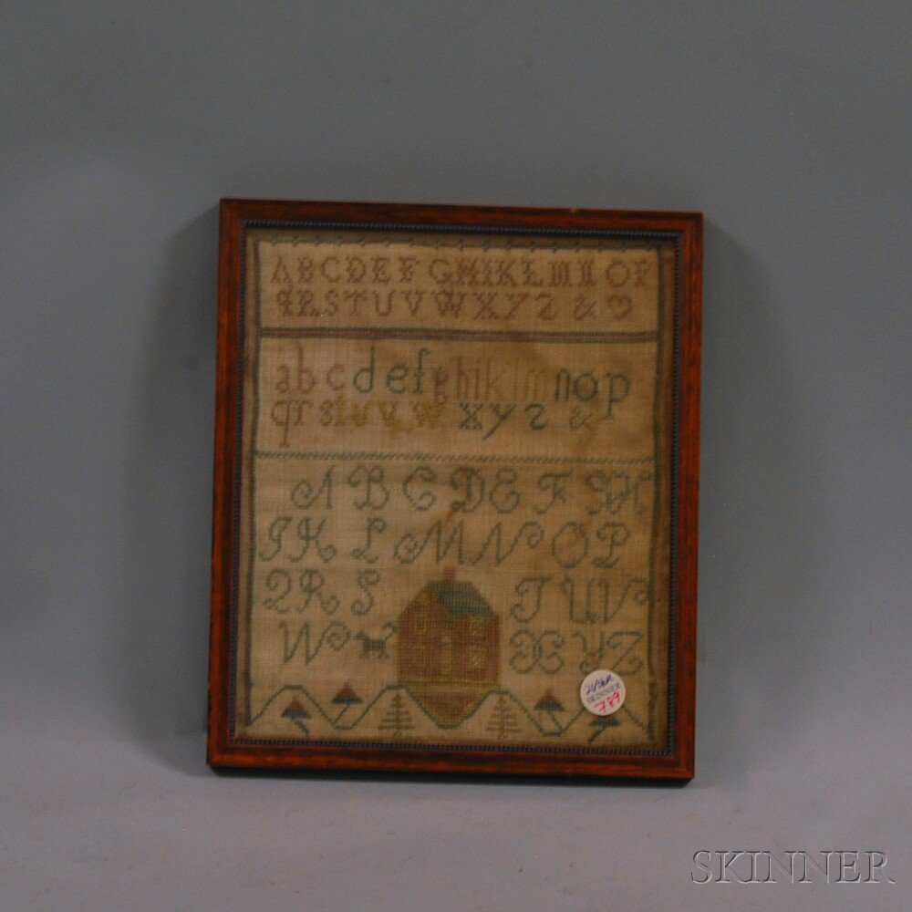 Appraisal: Needlework Sampler America early th century with rows of alphabets