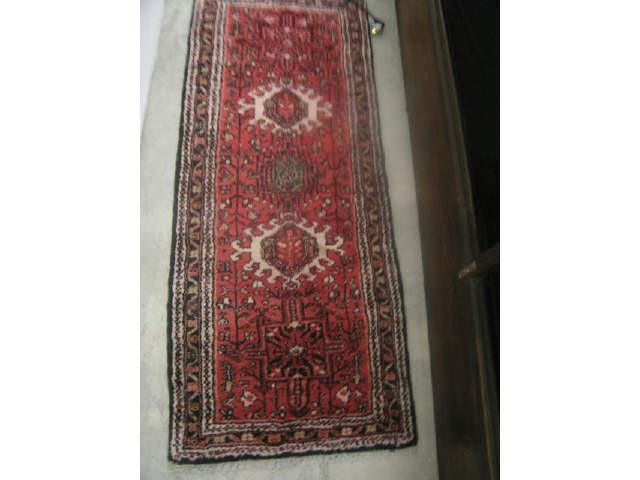 Appraisal: Heriz Persian Handmade Rug geometrics red field ' x '