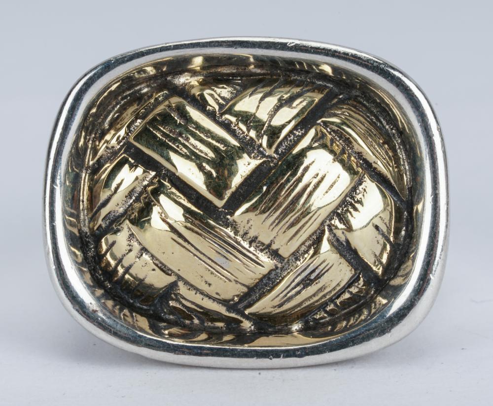 Appraisal: BARBARA RICKLES ZINA STERLING SILVER KARAT YELLOW GOLD RINGwith partially