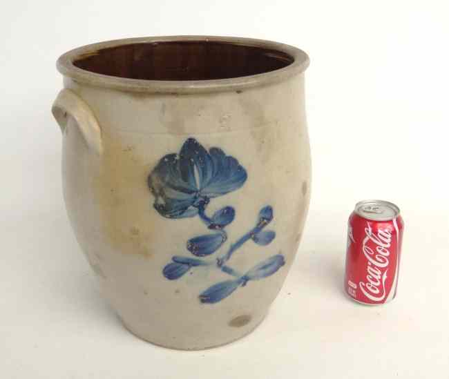 Appraisal: th c stoneware three gallon decorated crock '' Ht