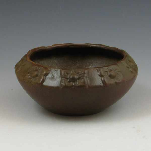 Appraisal: Van Briggle Arts Crafts bowl in brown with green overspray