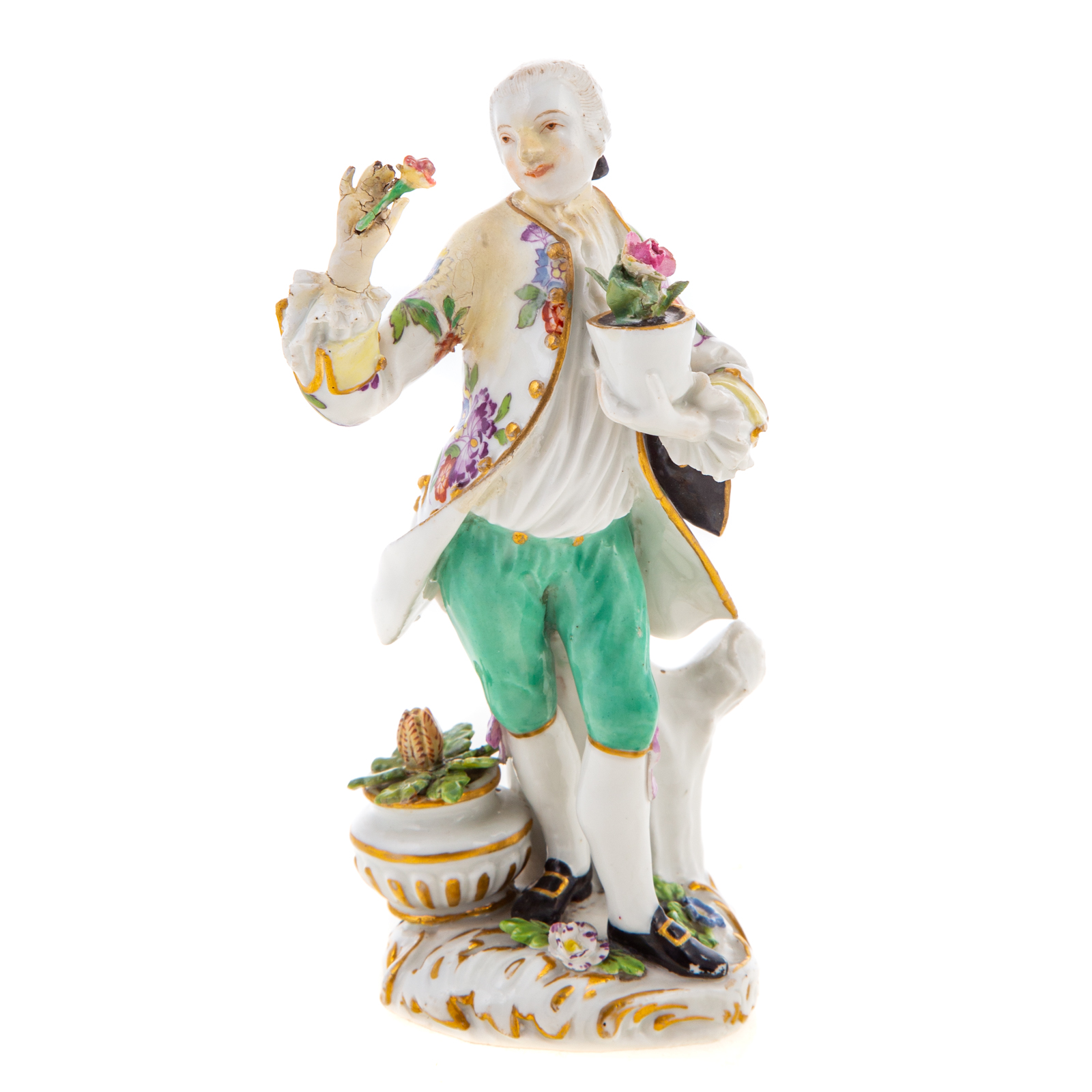 Appraisal: MEISSEN PORCELAIN GARDNER th century rococo man admiring his flowers