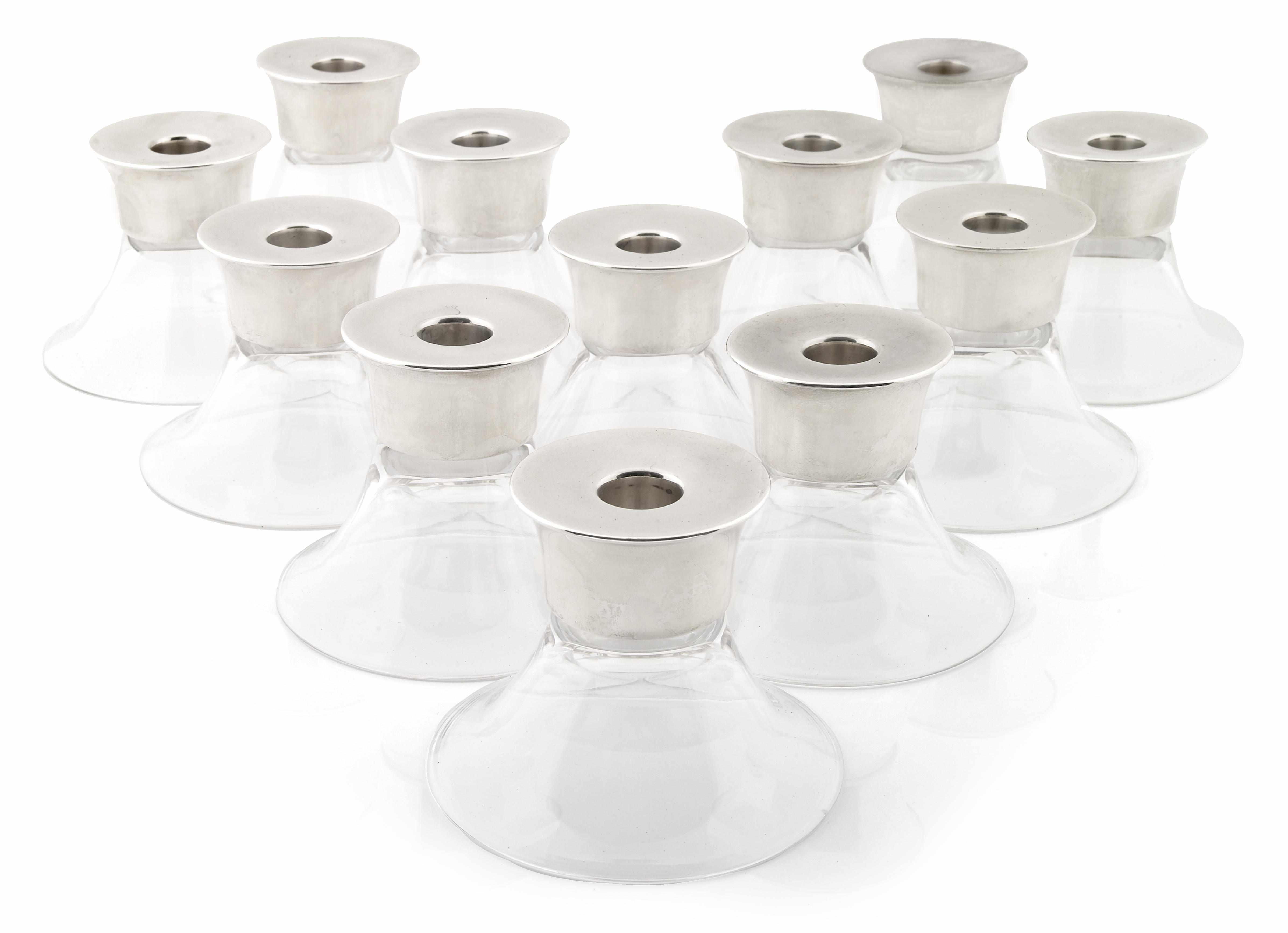 Appraisal: A set of twelve Allan Adler silver and glass candleholders