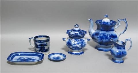 Appraisal: SIX PIECES OF FLOW BLUE Late th early th century