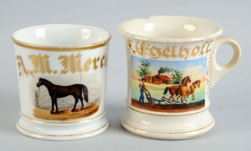 Appraisal: Lot Of Farmer Horse In Stable Shaving Mugs The farmer