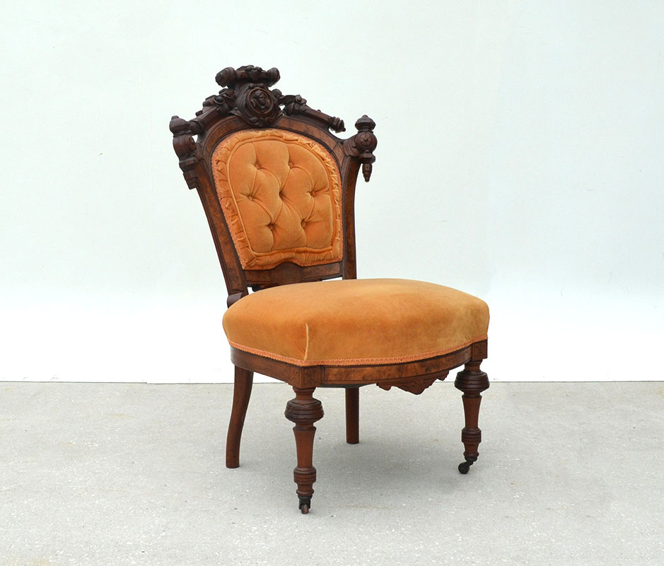 Appraisal: ATTRIB JOHN JELLIFF VICTORIAN ARM CHAIR Carved crest with applied