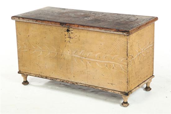 Appraisal: DIMINUTIVE SHERATON BLANKET CHEST American th century poplar Turned feet