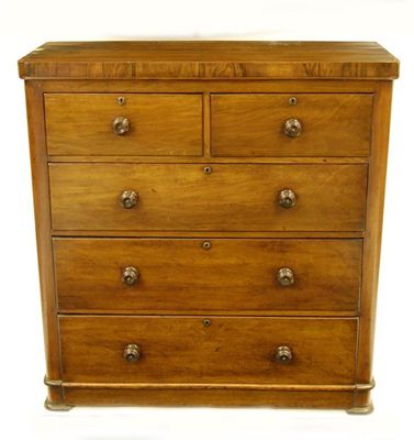 Appraisal: A Victorian mahogany veneer chest of drawers two short and