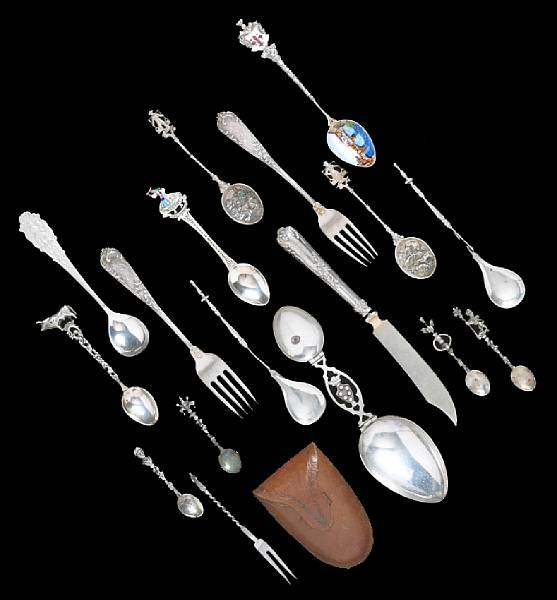 Appraisal: A group of continental silver flatware Comprising Italian standard silver