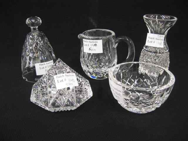 Appraisal: pcs of Waterford Cut Crystal bud vase creamer sugar paperweight